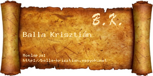 Balla Krisztián névjegykártya